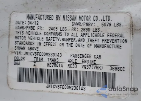 2013 Infiniti Ipl G from USA, damaged, VIN JN1CV6FE0DM230143